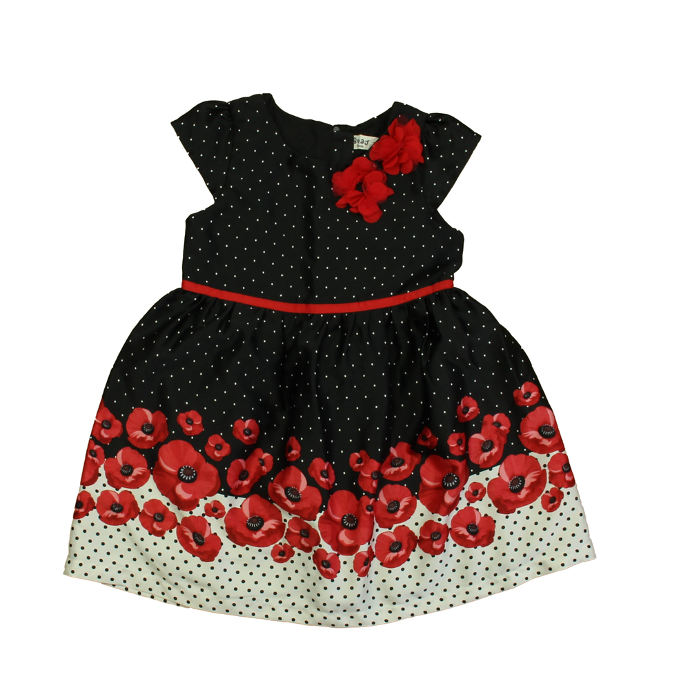 Beebay Girls Black | Red Floral Dress size: 3-4T
